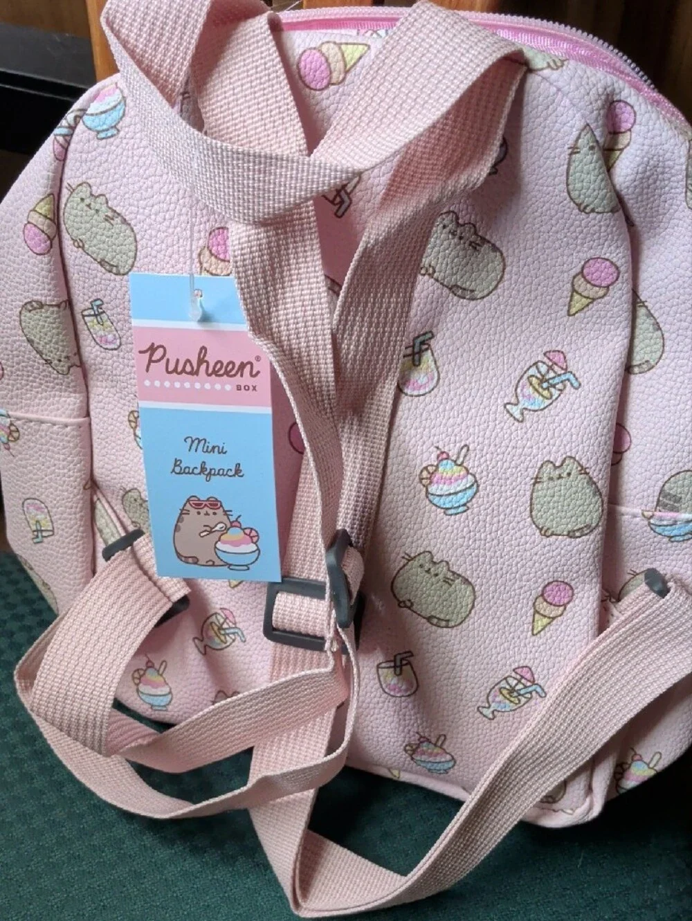 Kids Mini Backpack with Pink Pastel Pusheen Pattern